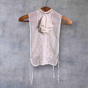 Vintage 1930’s Ruffle Dickie Lace Collar Lacy Sheer Pin Stripes